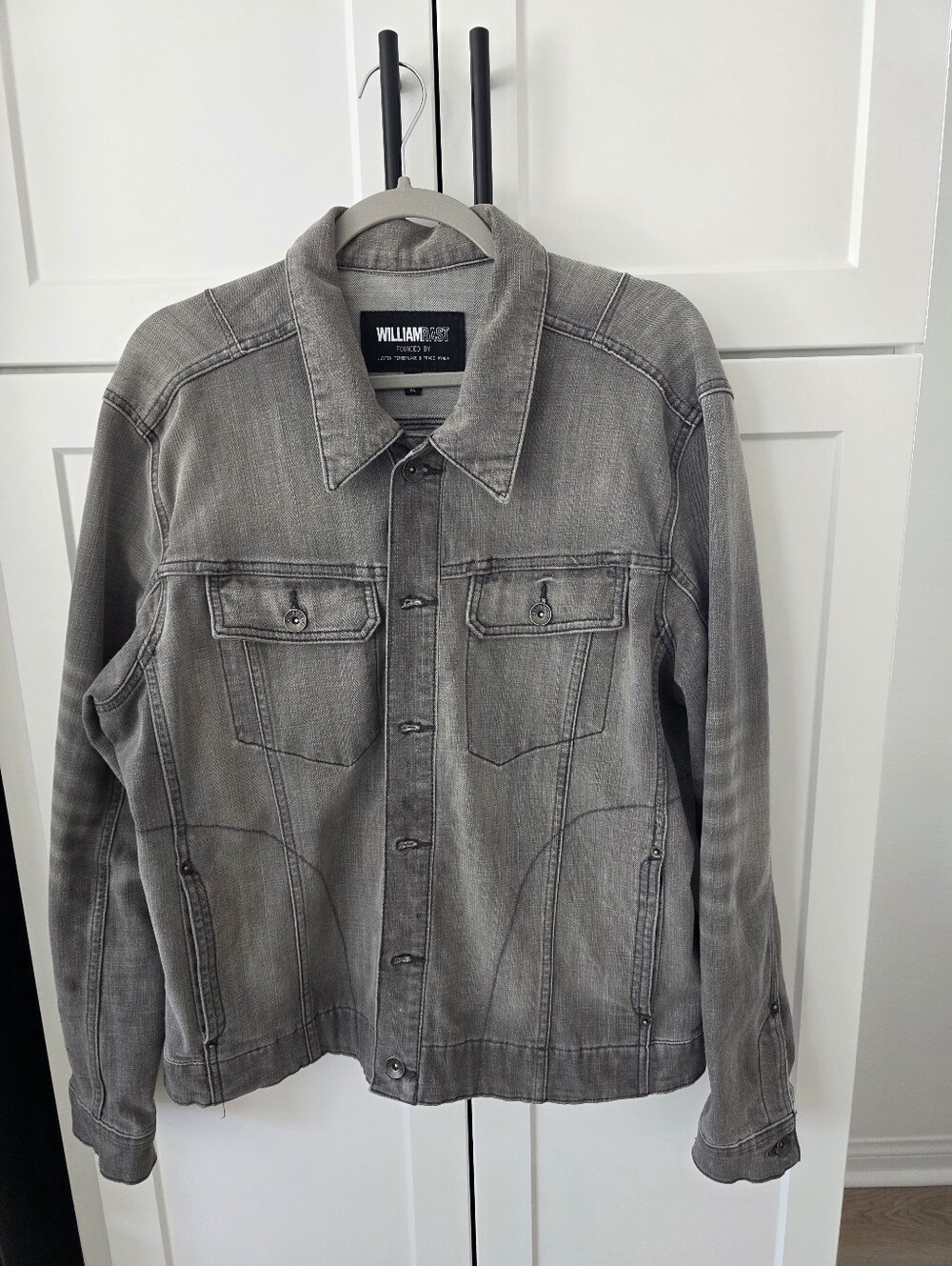 William Rast Men’s Washed Gray Stretch Denim Shirt Jacket